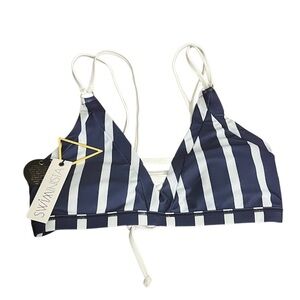 NWT Swimista Navy and White Striped Bikini Top